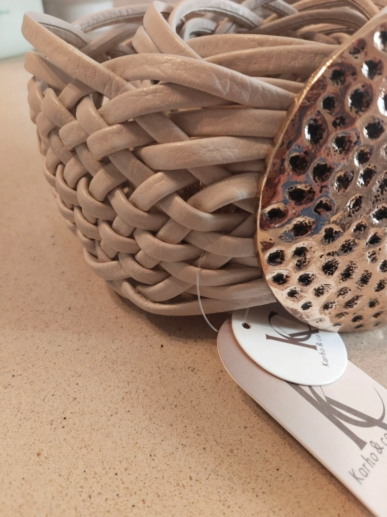 Ceinture tressée beige et dorée ✨ – photo 2
